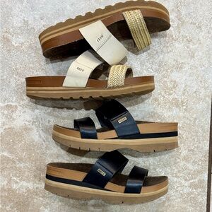 2 Pairs Reef Women's Slide Sandals in Black and Natural